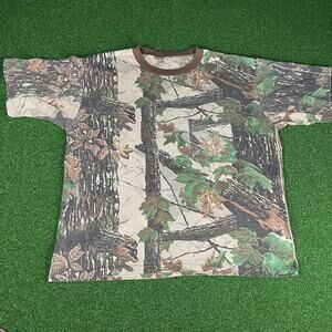 Vintage 90s Real Tree Camo Short Sleeve Hunting Outdoor T-Shirt 2XL